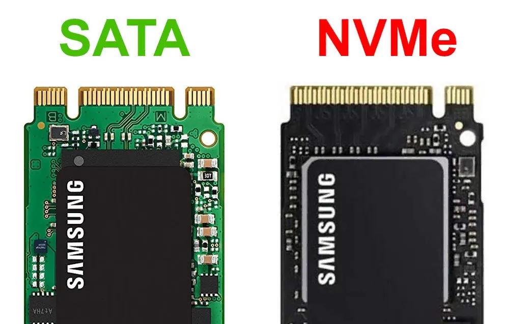 An image of a SATA and NVME m.2 connectors: credit: